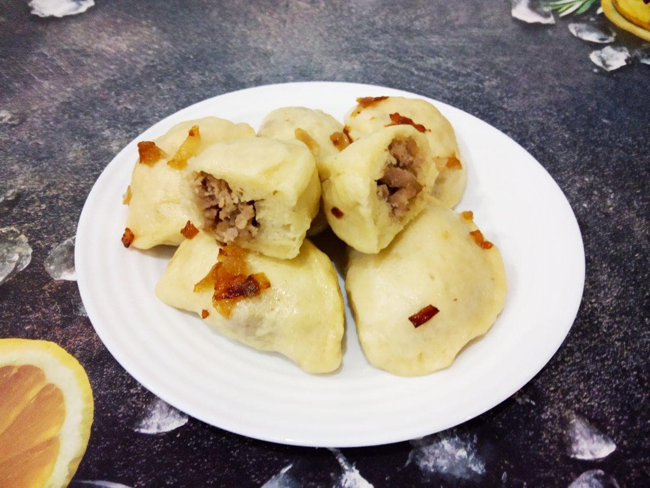 Вареники с мясом на пару