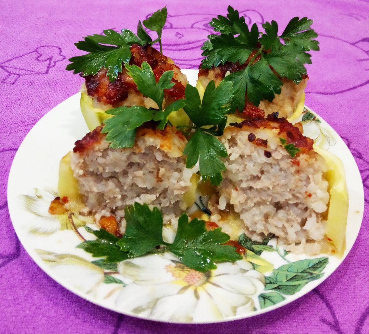 Кабачки фаршированные рисом с фаршем