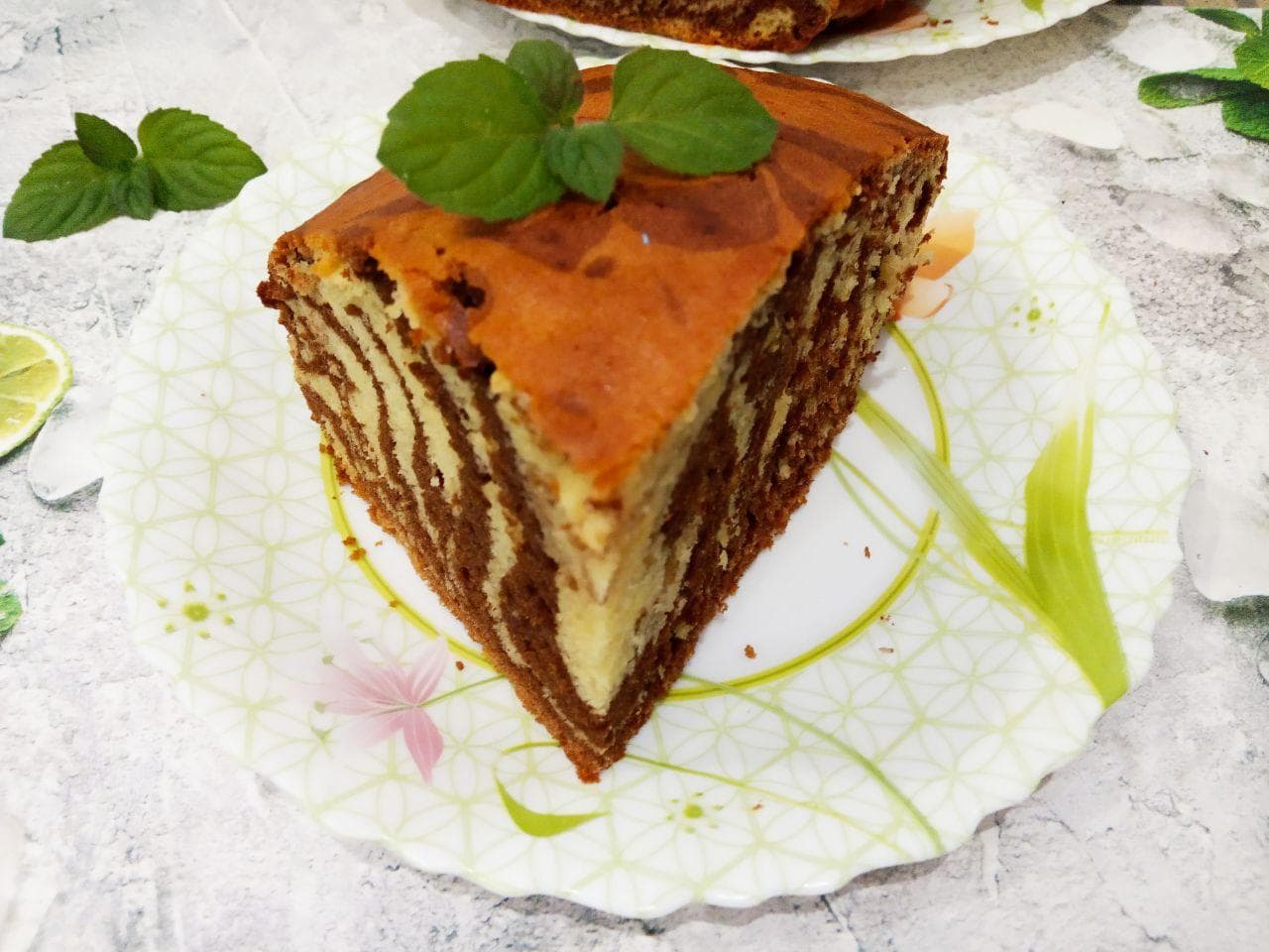 Пирог «Зебра» на молоке и растительном масле к чаю, просто и вкусно
