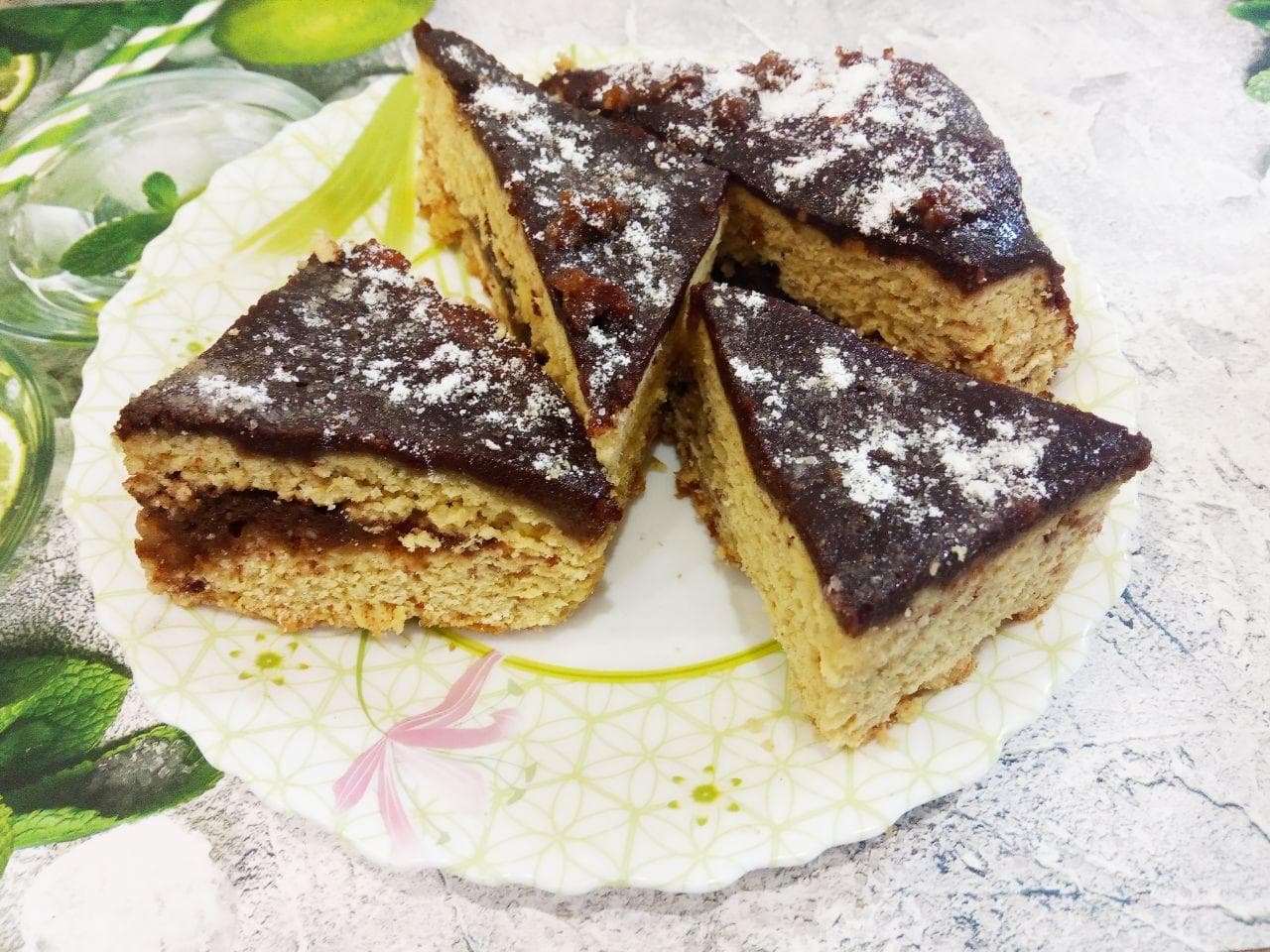 Песочный пирог с шоколадным кремом