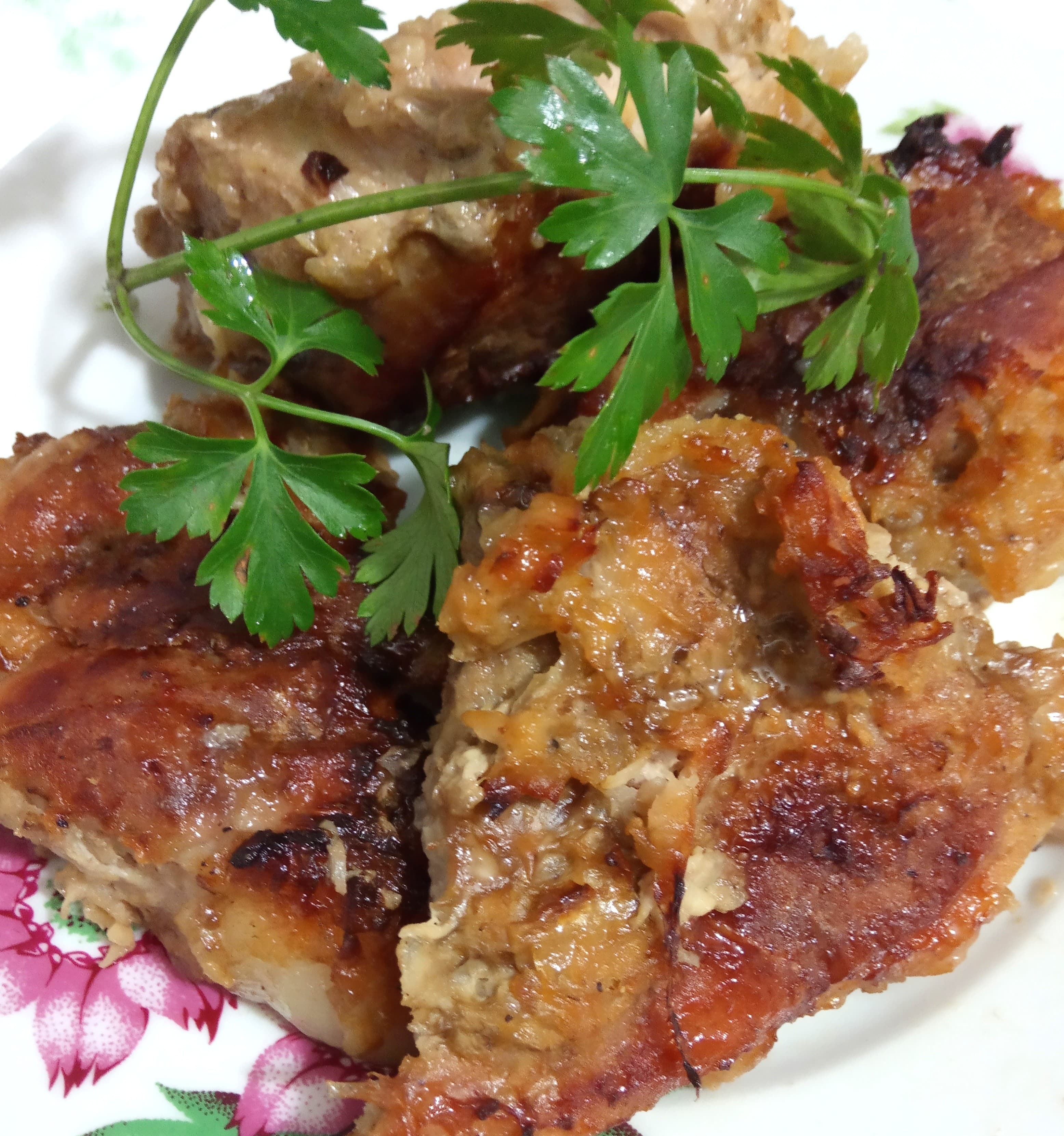 Мясо  жареное кусочками в духовке