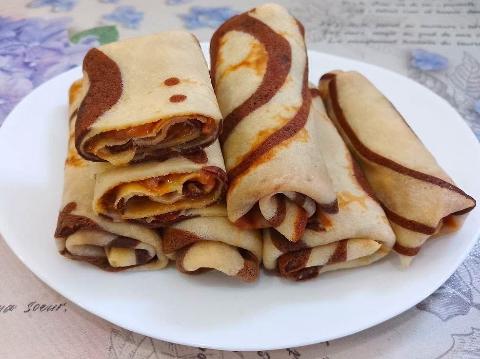 Нежные блинчики "Зебра" с начинкой из вареного сгущенного молока