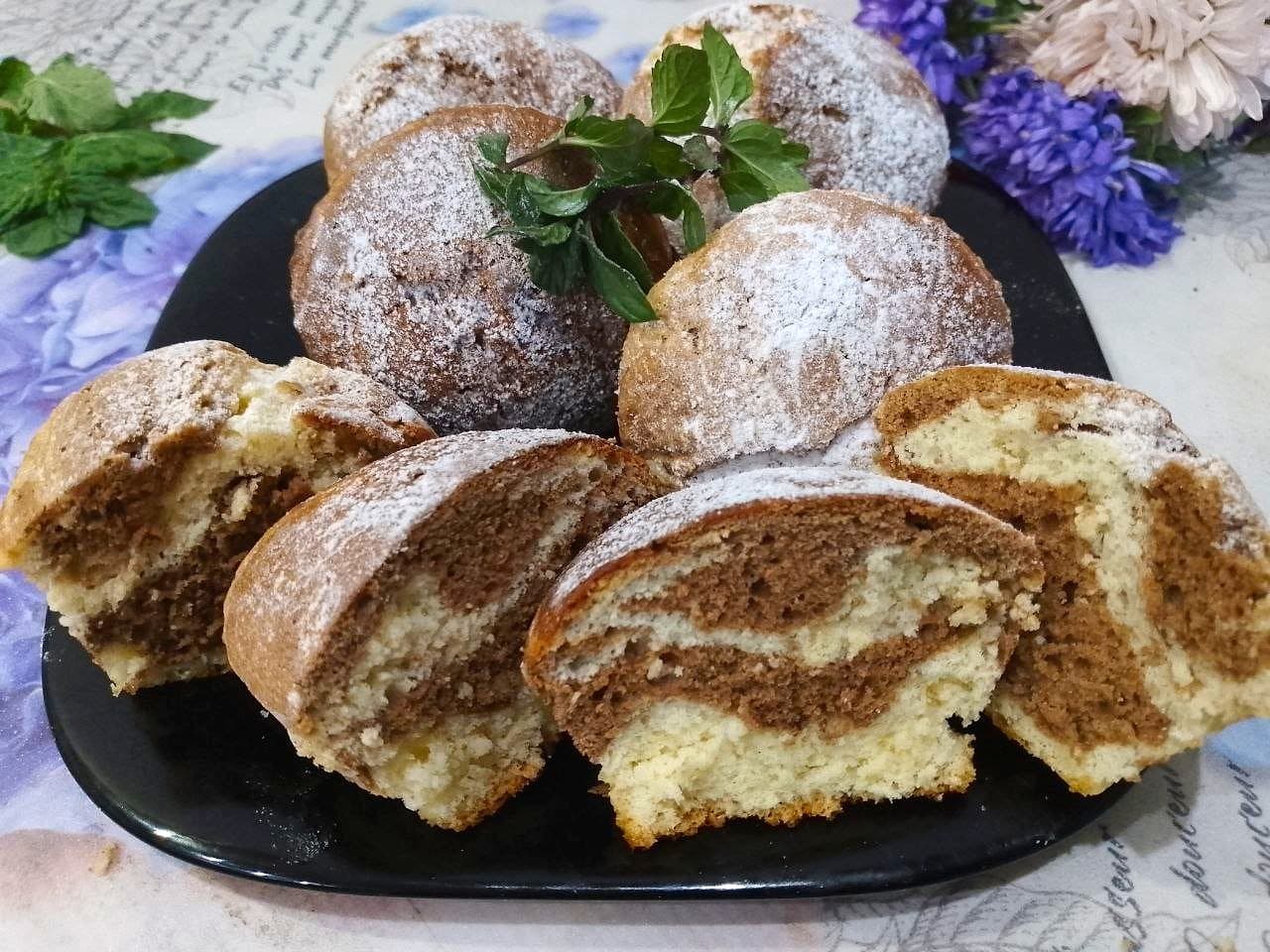 Кексы «Зебра» из бисквитного теста, вкусные и ароматные