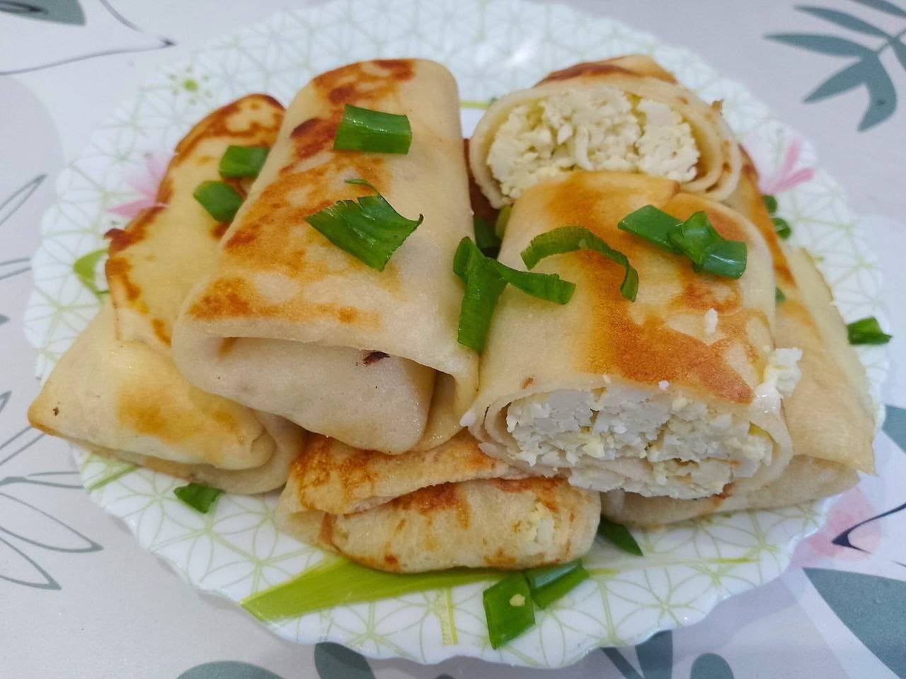 Блины с яичной начинкой, вкусные и сытные
