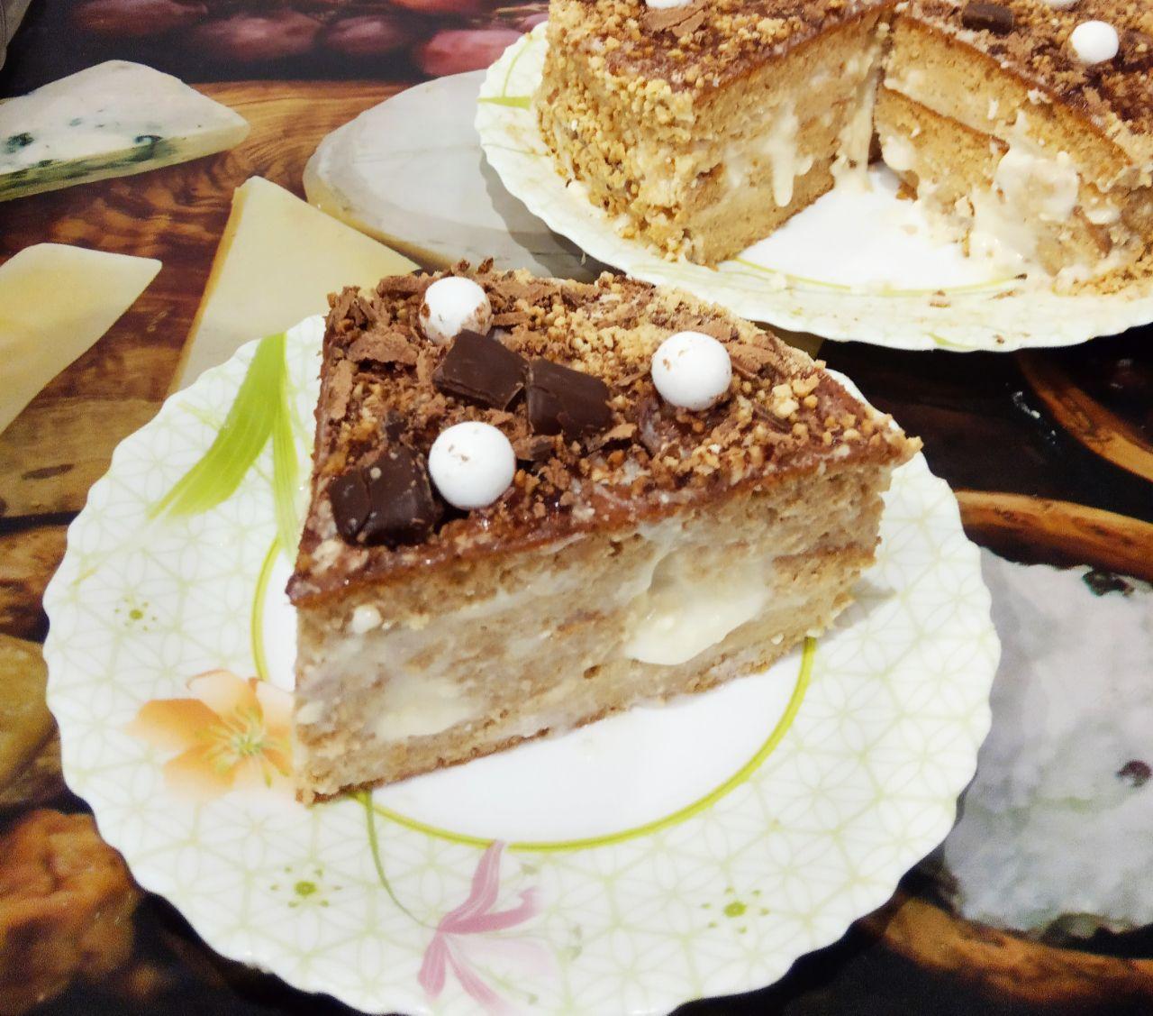 Торт из сухарей, с нежным заварным кремом, просто и вкусно