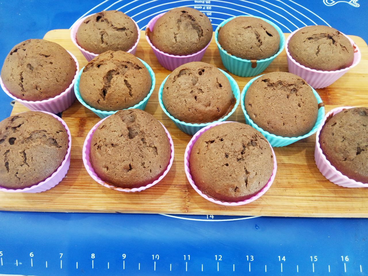 Шоколадные кексы к чаю, просто вкусно: Духовку заранее разогреваем до 180 С и ставим кексы для выпекания. Выпекаем кексы до готовности 20-30 минут,