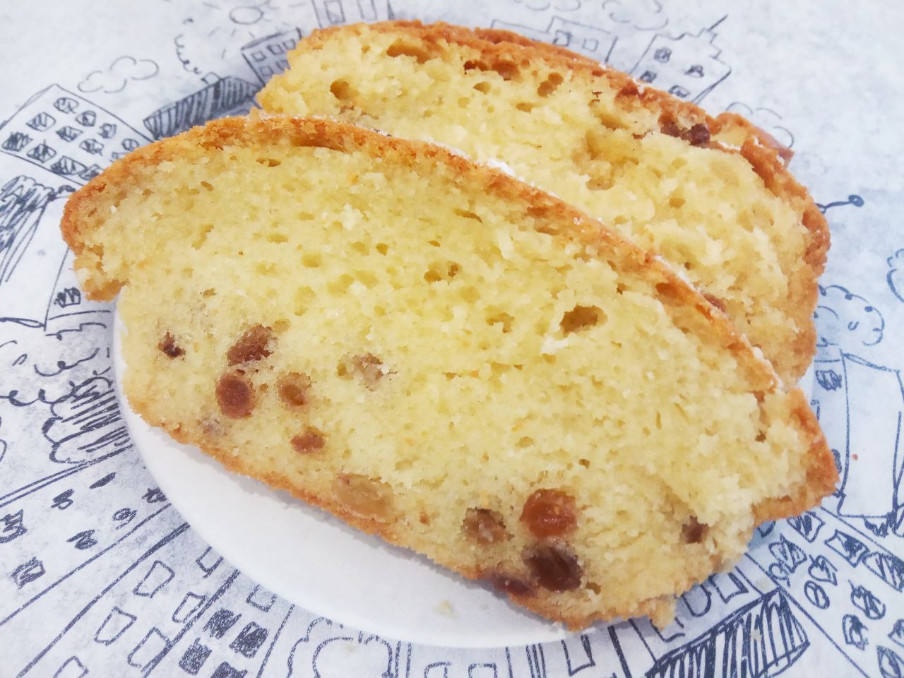Домашний кекс с изюмом и с добавлением творога, нежный и вкусный