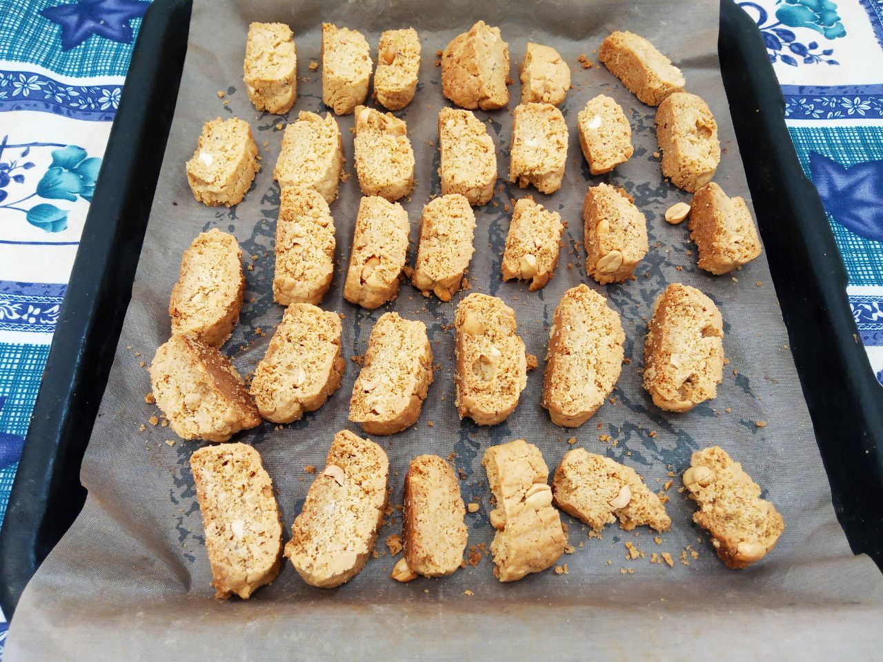 Печенье с орехами подсушенное в духовке, рассыпчатое и хрустящее: Достаем печенье с духовки и выкладываем на блюдо, подаем к чаю.