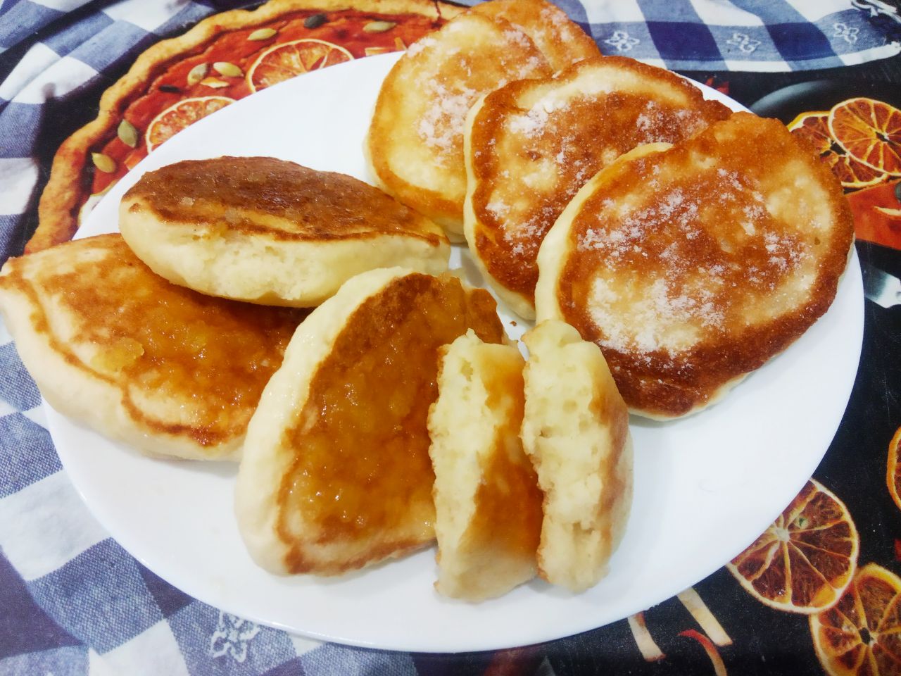 Рецепт оладий из муки и манки, без яиц