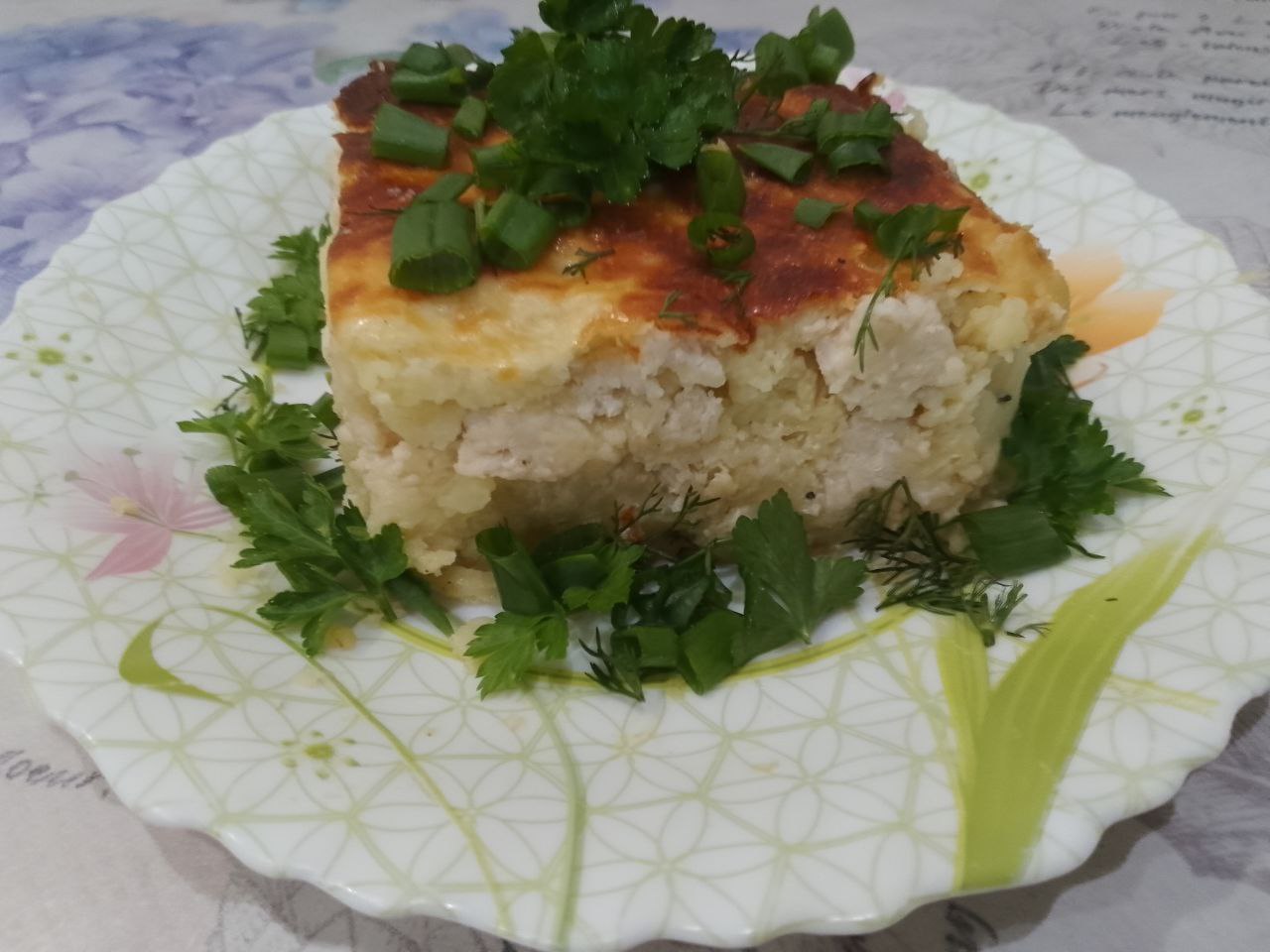Картофельная запеканка с куриным филе, в духовке