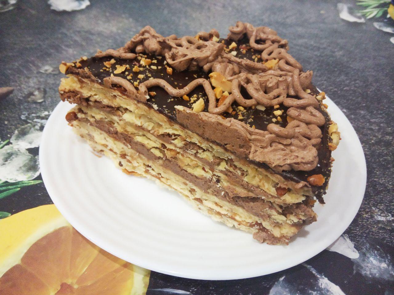 Песочный ореховый торт с нежным шоколадно масляным кремом