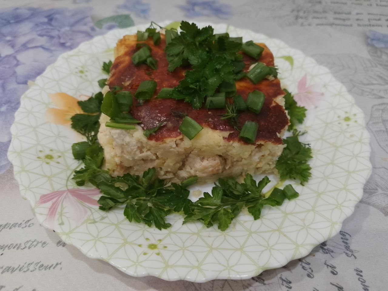Картофельная запеканка с куриным филе, в духовке